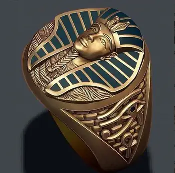 Klasiskās Noslēpumaino Senās Ēģiptes Faraons Totem Gredzenu Vīriešu Personības Šarmu Ķermeņa Rotaslietas