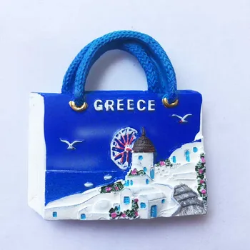 QIQIPP grieķu Egejas Jūras santorini Blue Top Baznīca Iya vējdzirnavas tūrisma suvenīru magnētiskās ledusskapja uzlīmes