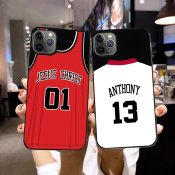 Pasūtījuma Basketbola Jersey Numurs Nosaukums DIY Lietā par iPhone 13 12 11 Pro Max SE 2020. gadam Vāciņu, Silikona Būtiska iPhone 8 Plus XS XR 7