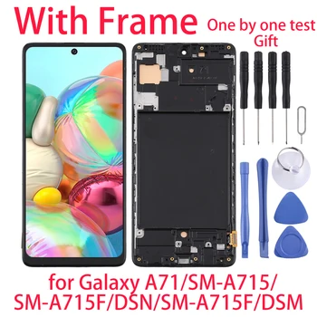 SĀKOTNĒJĀ A71 LCD Galaxy A71/SM-A715F/DS,SM-A715F/DSN (Global);SM-A715F/DSM LCD Displeju un Karkasa Touch Screen Digitizer