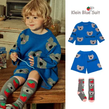 Korejiešu Bērnu Džemperi un Bikses, Baby Meitene Zēnu Trikotāžas Džemperis ar Džemperi Uzvalks Bērnu Clothings No 2 līdz 8 Gadiem