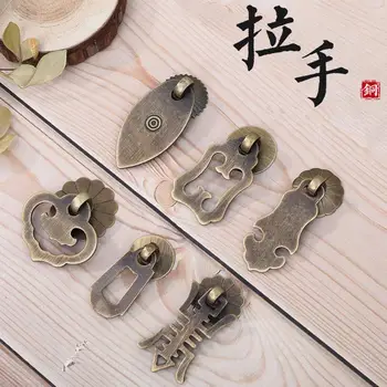 Ķīnas mēbeļu atvilktnes antīko maza roktura skapja durvīm, bronzas rokturi jaunais Ķīnas vienu caurumu tīra misiņa rokturis