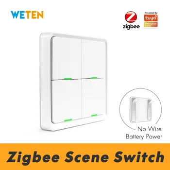 Tuya Smart ZigBee Smart Switch 4 Banda Skatuves Slēdzi, lai Tuya Smart Dzīves Zigbee Wifi Ierīces, Atbalsta Zigbee2mqtt Smartthings