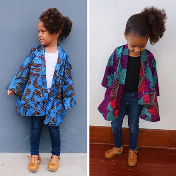Streetwear Pavasara Meitenes Garš Mētelis Apģērbu Āfrikas Bohēmijas Drukāt Jaka Tranšejas Jaciņa Toddler Bērniem, Bērnu Boho 2 Līdz 8 Gadiem