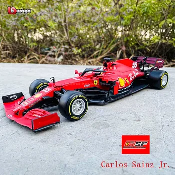 Bburago 1:18 2021. gada F1 Ferrari SF21 No. 55 Carlos Sainz No. 16 Charles Leclerc sākotnējā atļauts sakausējuma auto modeļa rotaļlietu kolekcija