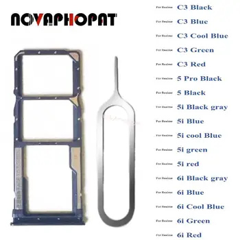 Novaphopat SIM Kartes ligzda Uz Realme C3 5i 6.i 5 Pro Sim kartes Turētāja Slota Adapteris Lasītājs Nomaiņa Pin