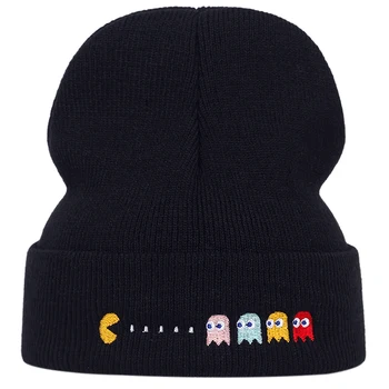 Modes kartona Beanies cepuri personības Izšuvumi Silts Ziemas Unisex Adīta Cepure Skullies Animācija Slēpošanas Gorros Caps hip hop cepures
