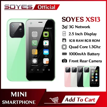SOYES XS13 Mini Viedtālruni Četrkodolu Android Mobilais 3D Stikla Dual SIM TF Kartes Slots HD Kamera Maza Mobilā Tālruņa VS XS11