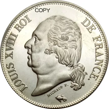 Francija 5 Franki Luijs XVIII ROI DE 1818 H 1818 es 1818 M 1818 MA Misiņa Pārklājumu Sudraba Monētu Kopijas