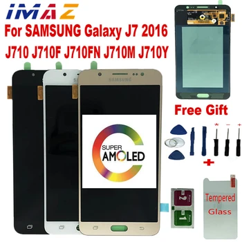 IMAZ Super AMOLED Samsung Galaxy J7 2016 J710F/ J710FN J710M J7108 LCD Displejs, Touch Screen Digitizer Montāža J710 LCD