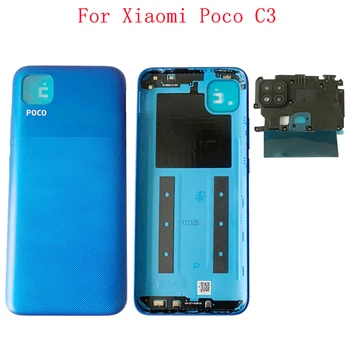 Akumulatora Vāciņu Aizmugurējo Durvju Gadījumā Mājokļu Xiaomi Poco C3 Aizmugurējais Vāciņš ar Kameru Rāmis Lēca Logo Remonta Daļas