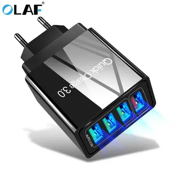 OLAF Ātri Uzlādēt 3.0 USB Lādētājs iPhone X 7 8 6 XS Samsung ES/ASV/UK Plug Ātri Sienas Lādētāju, QC, 4 Porti Mobilā Tālruņa Adapteri