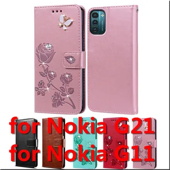 Ja Nokia G21 / Usc-11 Flip Case PU Ādas Segumu Rokas Siksna Stāvēt Aizsardzības Gadījumā
