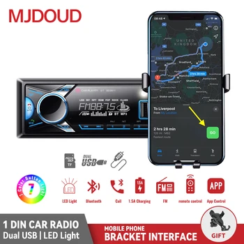 MJDOUD 1din Bluetooth Stereo MP3 Atskaņotāju Auto Radio Audio FM Aux Ieeja Uztvērējs 12V SD TF USB Multivides Autoradio Spēlētājs