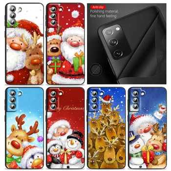 Priecīgus Ziemassvētkus Sniega Telefonu Gadījumā Samsung S21 S22 S20 S10 S8, Ņemiet vērā, 20 A9 A73 A71 A53 M52 A33 Ultra Plus FE Melns