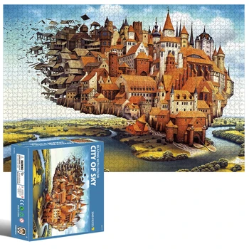 Puzzle Pieaugušo 2000 Gabalu Lielu Papīra Atjautības Spēle Pilsētas Sky 70*100 cm Dāvanu Kastē Dizaina Tradīcija Formas Rotaļlieta, Smadzeņu Vētra
