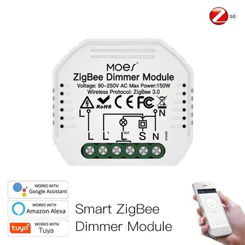 Tuya ZigBee 3.0 Mini Smart Wifi Gaismas Reostats Slēdzis 100-240V 2 veidu Kontroles Relejs Automatizācijas Moduļi Strādātu Ar Alexa, Google Home