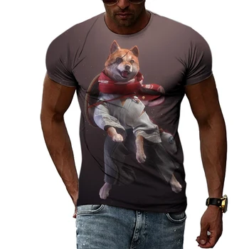 Jaunas Gudrs Un Smieklīgi Suns Modelis Vasarā Gadījuma Modes Vīrieši ir Ērts Un Universāls 3D Harajuku Drukāt Īsām Piedurknēm Top T-krekls