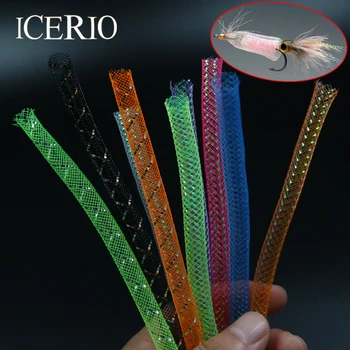 ICERIO 2M/Iepak 8mm Multicolor Hologrāfiskā Vizulis Mylar tīkli Caurules Bize, Cauruļu Lidot ar Piesaisti Platgalve Ķermeņa Flash Materiāls