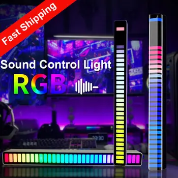RGB Mūzikas Skaņas Kontrole, LED Gaismas App Kontroles Pikaps Gaismas Ritms, Apkārtējā Gaisma Automašīnu Tv Spēle Datora Darbvirsmas Decora gaismas