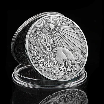 2022 Zvaigznājā Leo Lauva 12 Zodiaka Antīka Sudraba Pārklājumu Monētas/Badge Metāla Amatniecības Kolekcija