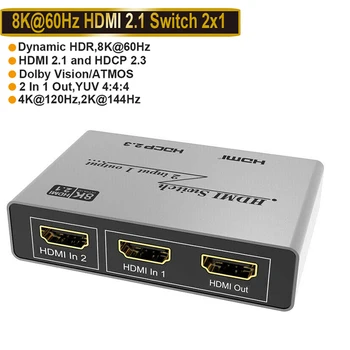 HDMI 2.1 8K Slēdzis 4K@120Hz 2 In 1 No ātrgaitas 48Gbps Ekrāna Daļu 8k 2x1 Slēdzis Xbox PS4 PS5 PC Dators Ar TV Monitoru