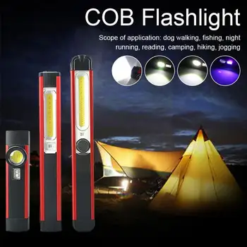 Portatīvo COB LED Lukturīti Magnētisko UV Lāpu, USB Uzlādējams LED Darba Gaismas XPE Ūdensizturīgs Lampas Āra Kempings N8R7