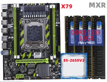 X79 Pamatplates Kopumu Combo kit LGA 2011 XEON E5 2650 V2 CPU, 16GB (4*4GB) DDR3 1333Mhz REG ECC RAM Atmiņas NVME SATA3.0 SUB3.0