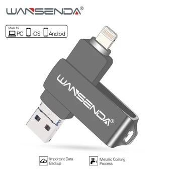 WANSENDA OTG USB Flash Diska Rotācijas Pen Drive 8GB 16GB 32GB 64GB, 128GB Flash Disks USB 3.0 Atmiņas karte memory Stick Pendrive iPhone/GAB
