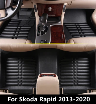 SJ 3D Ūdensizturīgs Pasūtījuma Automašīnas Grīdas Paklāji Priekšā un Aizmugurējais FloorLiner Stils Auto Paklājs, Paklājs piemērots SKODA Rapid 2013 2014 2015-2020