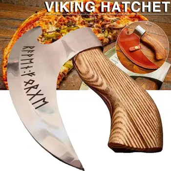 Cirvis Picas Griezējs Viking Tērauda Picu Griešanai Cirvis Ar Asiem Asmeņiem un Koka Rokturi Picas Griezējs Cirvis Rūsas Pierādījums Viking Lūka