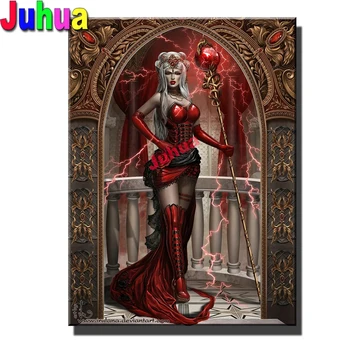 Vampīru Elegants Fantasy Karalienes dimanta krāsošana pilnu kvadrātveida/apaļā mozaīkas Gothic Filmu Sieviete 5d diy dimanta izšuvumi Karikatūra