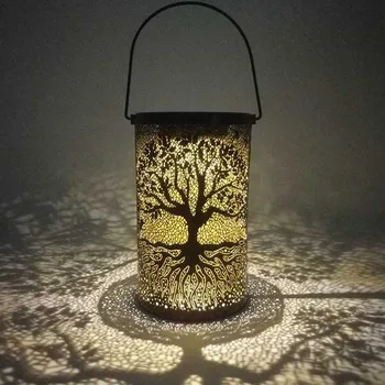 Metāla LED Saules Gaismas Dobu Koku Modelis Karājas Lampas, Āra, Dārza Dekorēšana Pagalmā Kaltas Dzelzs Karājas Lampas