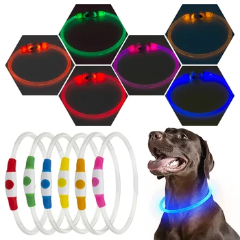 LED USB kaklasiksna Pet Suns Nakts Gaismas Maksas Apkakles Led Nakts Drošību Mirgo Spīd Suns Zaudējumu Novēršanai Apkakles Pet Accessorie