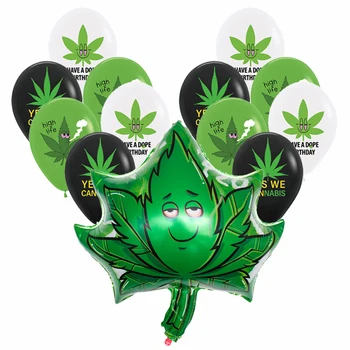 Zaļo Nezāļu Kaņepju Lapu Alumīnija Folijas gaisa Balons Karikatūra Raksturs Modelis Apdare, Dzimšanas dienas svinības Piegādēm apdare anniversaire