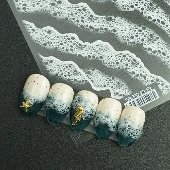 Uzlīme Nail Art Jūras Stāstu Sērijas Vilnis 3D Iegravēts Dekori Nagu Ūdens Mākonis Uzlīmes Rotājumi Diy Uzlīmes Dizainu, Japānas, korejiešu