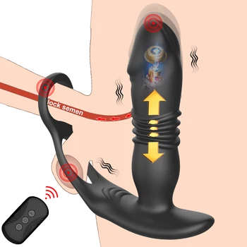 Teleskopiskie Anālais Vibrators ar Prostatas Masāža Butt Plug Prostatas Stimulators Kavēšanās Ejakulācijas Dzimumlocekļa Gredzens Dildo Seksa Rotaļlietas Vīriešiem Geju