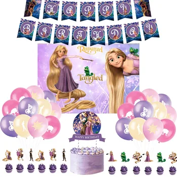 Disney Rapunzel Happy Birthday Party Piegādes Lateksa Balonu Banner Apdare Cupcake Cilindrs Meitene, Rotaļlietas, Bērnu Dušas Kāzu Dekori