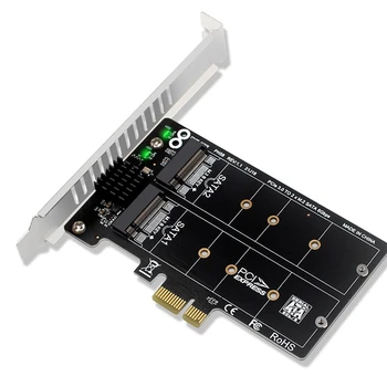 PH58 2 X M2 SATA Lai PCIE Adapteri Kartes Dubultā Disku Parādīt Karti RAID Sadalītāja Paplašināšanas Karte Pcie X1, Lai NGFF M2 SATA SSD