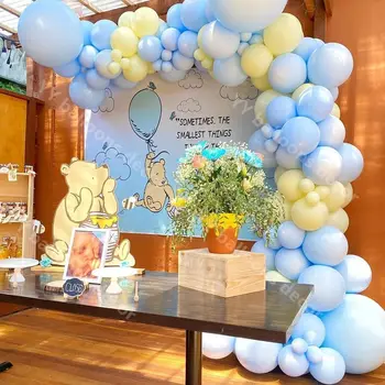 Pasaules DIY Pastelis Macaron Zils Dzeltens Balons Vainags Globos Arku Komplekts Dzimšanas dienu, Kāzu Baby Dušas Gadadienu Puse Dekori