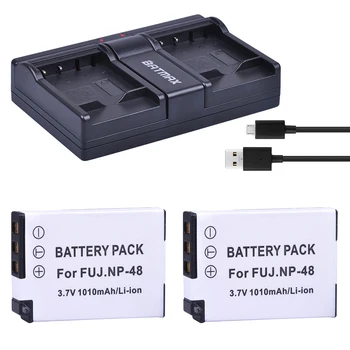 Batmax 2pc NP-48 NP 48 NP48 akumulators+Dual USB Lādētājs Fujifilm XQ1 XQ2 NP-48 Kameru Baterijas