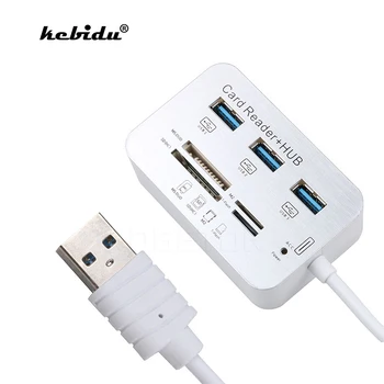kebidu 3 Porti, Mini USB HUB Atmiņas Karšu Lasītāju, USB 3.0 Hub Alumīnija Ar MS M2 SD TF Multi-In-1 Card Reader) Datoru Balts