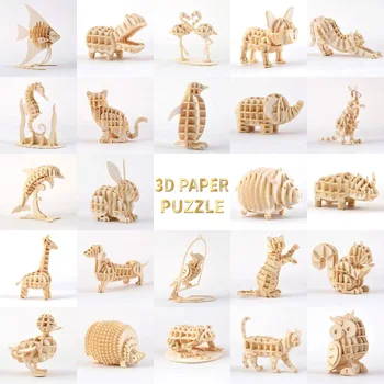 Lāzera Griešana 3D Papīra Puzzle Rotaļlietas Maziem Dzīvniekiem Jūras Organismu Asamblejas Modelis Komplekti, Galda Rotājumi Puzzle Rotaļlietas Bērniem