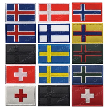Ziemeļeiropā, Zviedrija, Norvēģija, Dānija, Islande, Somija Fēru Karoga Izšūti Plāksteri Militāro Plāksteris Atstarojošs Izšūšana Nozīmītes