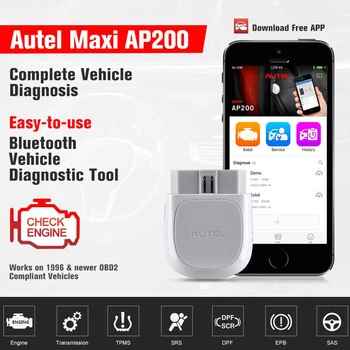 Autel MaxiAP AP200 BT OBD2 Kodu Lasītājs, Pilna Sistēmas Diagnostika AutoVIN TPMS IMMO Pakalpojumu DIYers Vienkāršotas izdevumu MK808