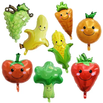 Karikatūra rotaļlietas, baloni, augļu un dārzeņu formas baloni, bērnu dzimšanas dienas svinības apdare un izkārtojums baloni