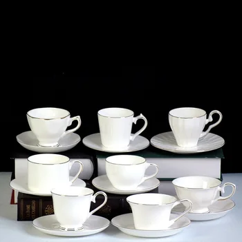 Kaula porcelāna Kafijas Set Porcelāna Tējas Iestatīt Papildu Keramikas Krūze Piena Teaset Tējas Tase Komplekts ar paplāti tējas tases Baltā Zelta Pusē