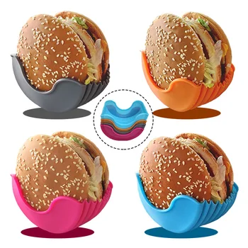 Silikona hamburger klipu kontaktu bezmaksas anti krišanas hamburger hamburger fiksētu lodziņā mazgājams teleskopiskie paplātes pārtikas paplātes