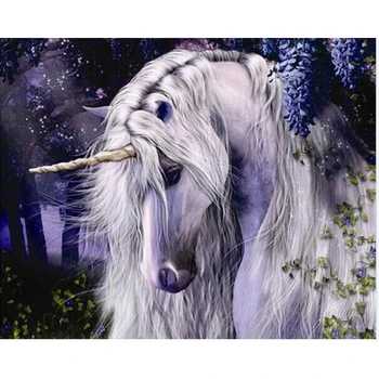 Glezna Numuru Unicorn Dzīvnieku Audekls Ar Rāmi 40x50 Zīmēšana, Krāsošana, Izmantojot Vairākas Krāsas, Lai Bilde Mājas Dekorēšanas Māksla