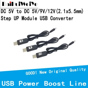 USB Strāvas Padeves Līnijas DC 5V DC 5V, 9V 12V pastiprināt Modulis USB Pārveidotājs Adaptera Kabeli 2.1x5.5mm 2.1*5.5 mm Spraudni Garums 1m